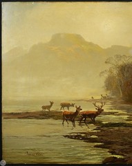 Antique 19th C. Original Highland Landscape Oil on Canvas By Clarence Henry Roe