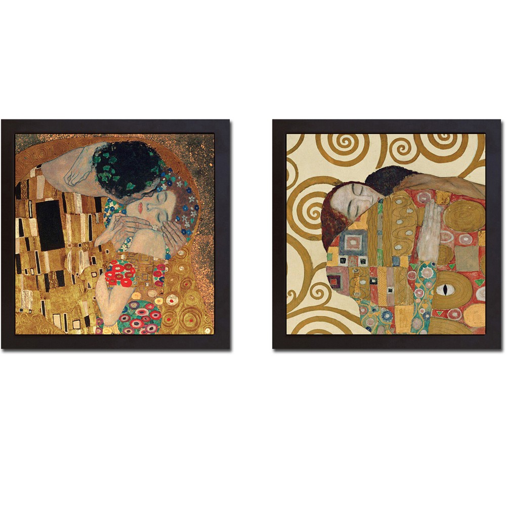 Black Framed The Kiss & Fulflllment Canvas 2-pc Giclee Set (16 in x 16 in Ea Pc)