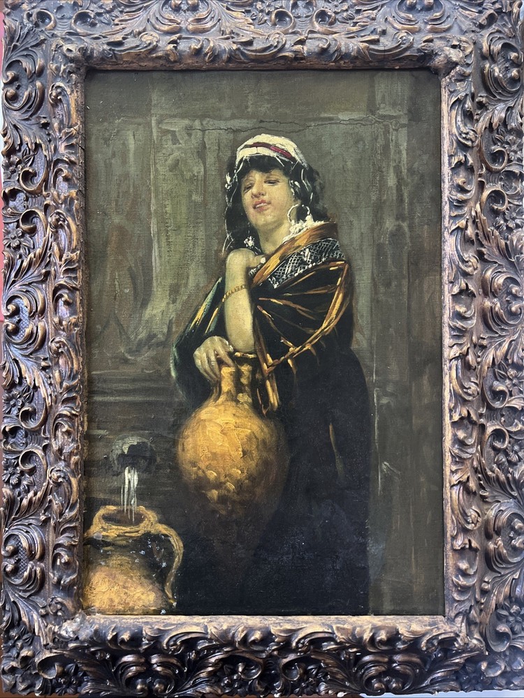 1880s/1890s Orientalist French Munich School Exotic Woman Oil on Canvas Painting