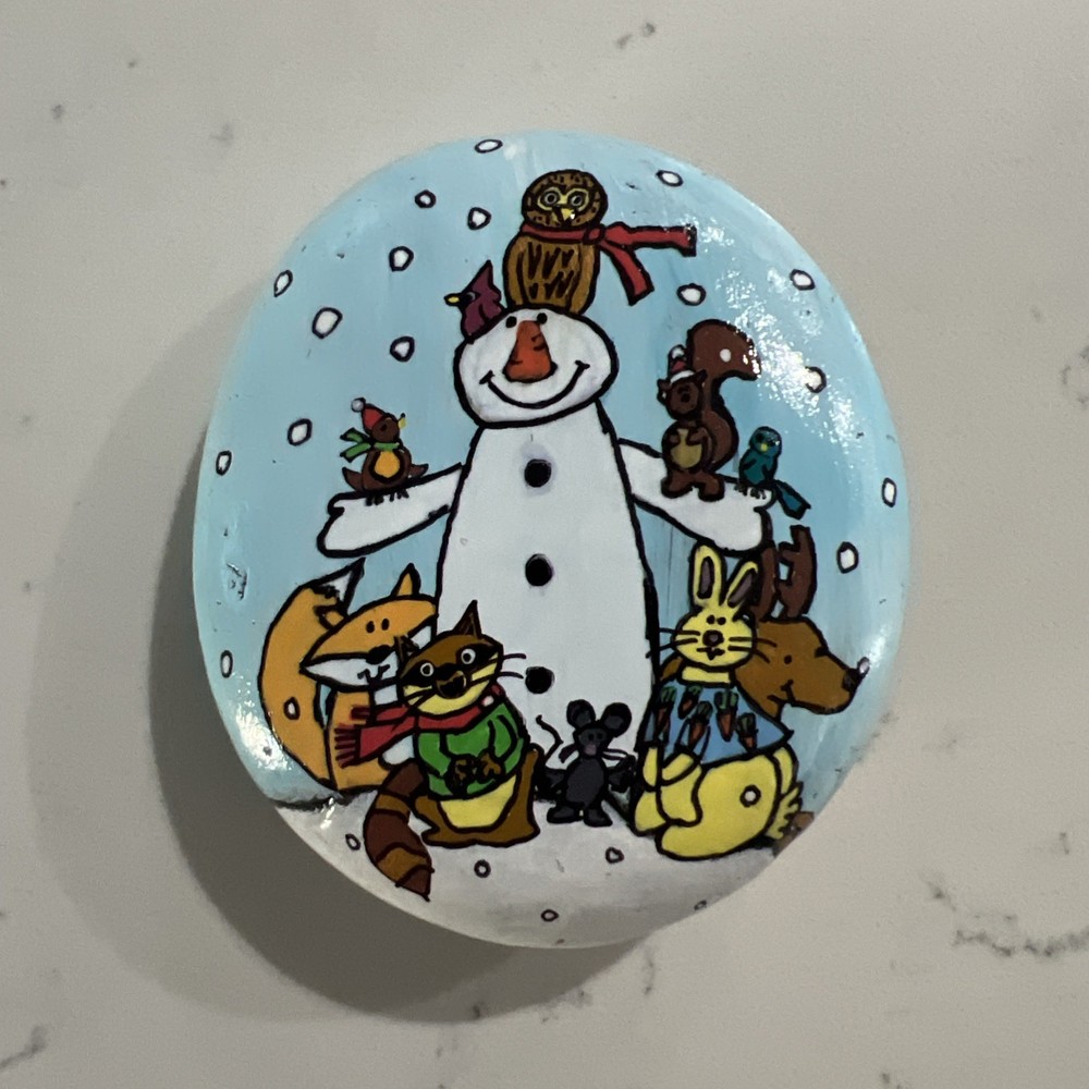 hand painted rocks .. Woodland animals ready for Winter!