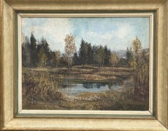 VTG c 1951 Continental School Impression. O/B „Autumnal Landscape“ Signed, Dated