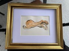 Abstract Nude study In Watercolor 10”x 12” Listed DC Artist Demetro