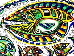Fiesta Mama! Wonderful, Original Abstract Art, Mixed Media, Watercolor Paper SEE