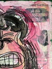 Comic Strip Vintage Mixed Media Pop Art Original Canvas Painting 11×14 Lucy