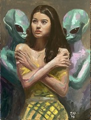 Original Oil Painting Alien Hybrid Series by ZM, Ready to Hang 18×24 inch