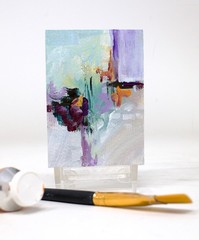 ACEO ,Origina,l Abstract Paintings, Collectable, ATC Cards, Heavy Paper,A 5054