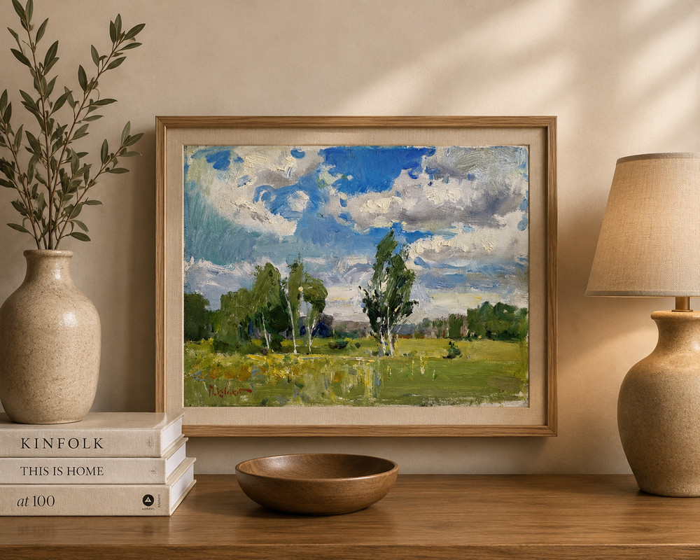 Green Summer Landscape Oil Painting Original Nature Wall Art Signed Canvas COA