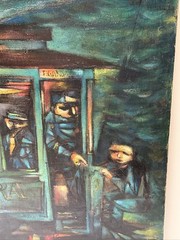 VINTAGE CUBIST PAINTING MODERNIST LARGE FIGURES PEOPLE GLOVNA WPA REGIONALISM