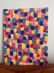 “Mosaic of Moments” Abstract Multicolor Geometric Canvas Painting, Single Piece