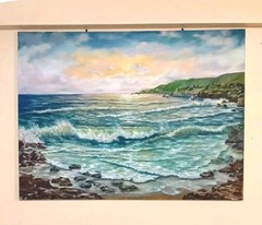 Art, 48″/36″ Colorful sunset.Original Oil Painting, stretched canvas Seascape