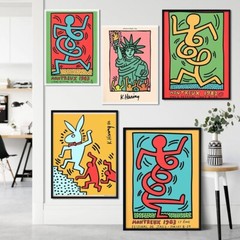 Keith Haring Style Art Painting Canvas Minimalist Abstract Wall Art 15.75″x23.5″