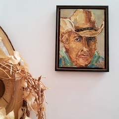Cowboy Painting Western Original Oil Art Portrait Abstract Modern Wall Artwork