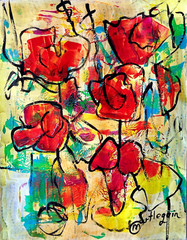ABSTRACT PAINTING FLORAL ORIGINAL ART ORIGINAL CONTEMPORARY ART DECOR 11″ #599-2