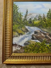 „A River Landscape Scene“ Oil Painting – Framed