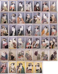 Sharaku, Printed in 1996, 40-piece set, Ukiyo-e, Samurai, Townspeople, Portrait