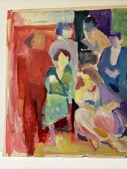 Vintage Expressionist Painting People Portrait Abstract Modernism Modernist