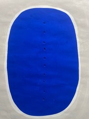 Lucio Fontana Original Painting on Paper Blue Concept Spacial Art Minimalist F84