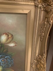 VTG S.EASTON OIL PAINTING ON CANVAS STILL LIFE 21 1/2″ x 17.25″for 16″ x 12″