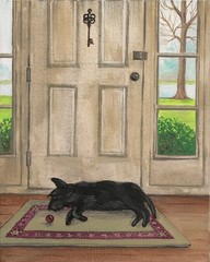 5×7 PRINT OF PAINTING FOLK ART RYTA SCOTTISH TERRIER SCOTTY DOG SPRING Pet Dog
