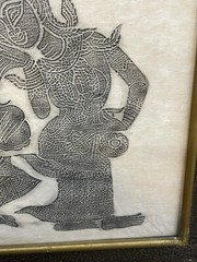 Vintage Temple Rubbing Asian, Siam, Tribal, Thai, MCM Modern Art discount 4 both