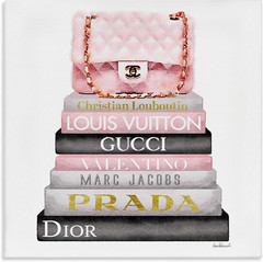‚Watercolor High Fashion Bookstack‘, Canvas Art, 17 X 17 Inches, Easy to Hang an