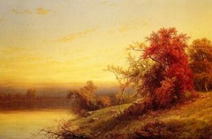 Oil painting river sunrise Autumnal-Landscape-William-Mason-Brown art