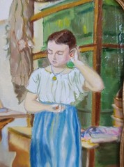 Andrei Klenov Original Oil Painting Framed Girl Interior Scene Vintage Handmade