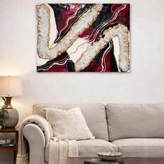 Dark Red Big Geode Resin Wall Art Painting