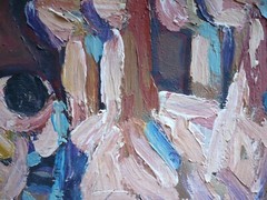 VINTAGE LATIN ? AFRICAN SCHOOL MODERN MODERNISM CHUNKY EXPRESSIONIST OIL CANVAS