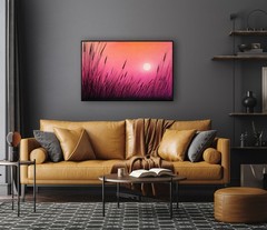 Original Art Sunset Painting „Timeless Tranquility“ by Justin Strom Framed Paint