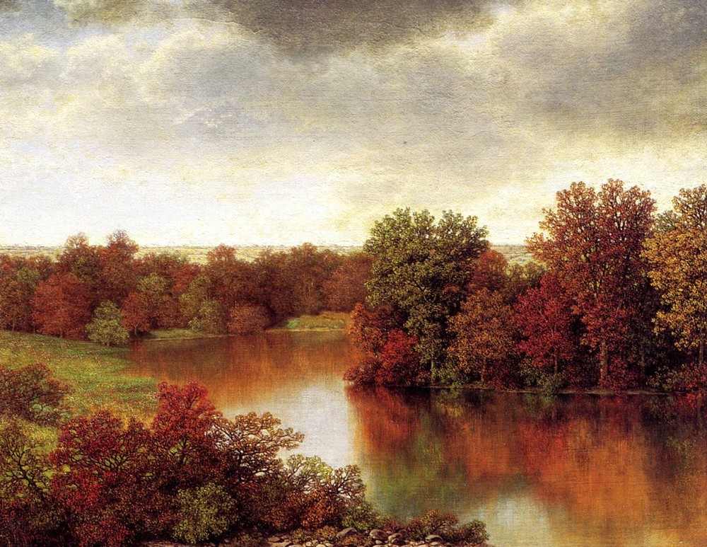 Oil painting Bend-in-the-River-William-Mason-Brown nice landscape in autumn art