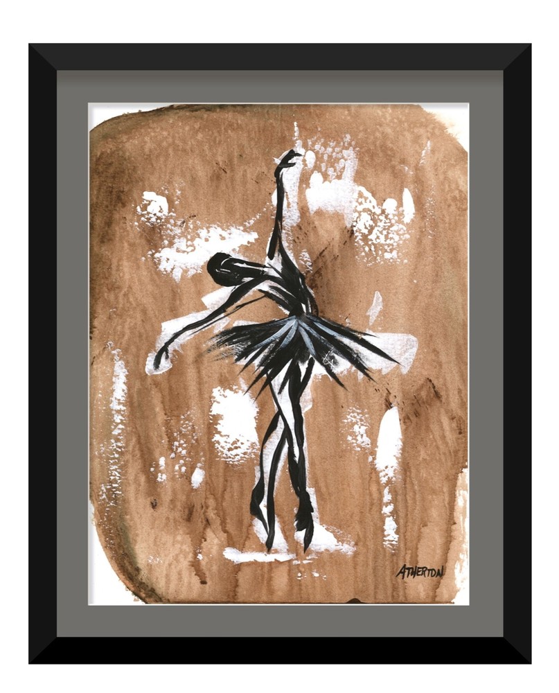 9×12 Original Ballerina 2 Painting Modern Abstract Dance Figure Expressionist