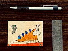 e9Art ACEO ‚the sudden recollection of who he once was‘ outsider childlike art