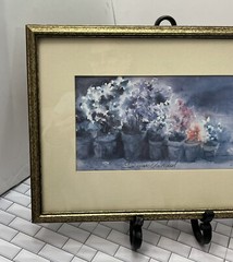 Vtg Signed Original Watercolor Painting Pansies Framed 11.75×16” Signed