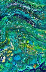 River of Dreams 10X20 Original Abstract Acrylic Pour Painting Fluid Art