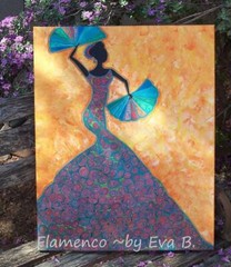 Flamenco Dancer Painting , Dancing Silhouette Art , Woman, Unframed 16×20 Canvas