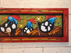 John Sperry Outsider Southern Primitive Folk Art Guinea Hens Birds Painting