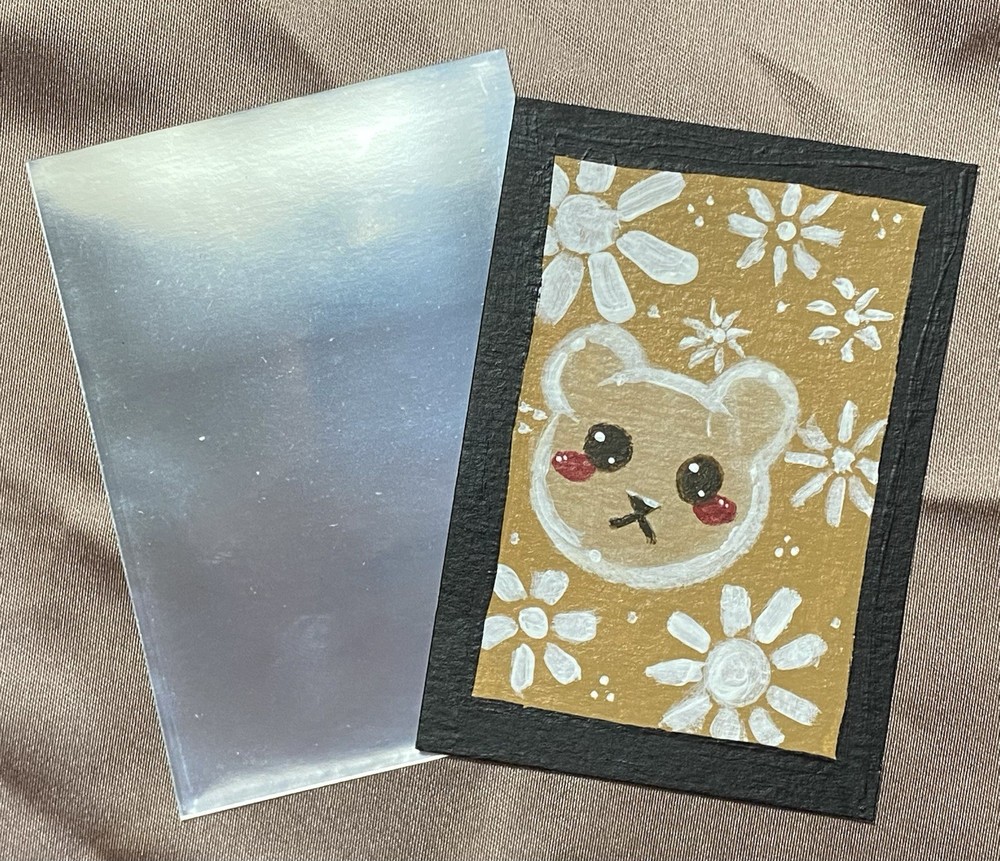 ACEO „Beary Soft“ OOAK Art Matte Acrylic Cute Bear & Flowers 2026 DazedxDreamer