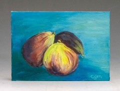 Still Life 3 Figs Oil Painting Original Small No Frame Free Shipping