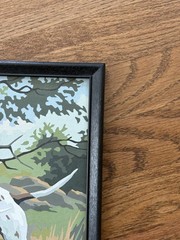 Vintage Paint By Number Painting Hunting Camp Pointer Setter Dogs Framed Pair