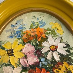 Ina Linton Signed Floral Still Life Painting Oval Framed 5.75in