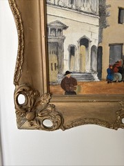 19th Century French Village Painting 21 X 25