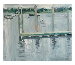 Original Oil painting of the Bristol Pier, RI. 12×12 Inches