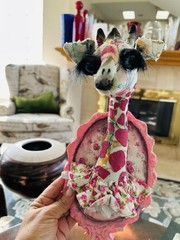 Vintage Swanky Egg Folk Art Whimsical & Fun Hand Painted Giraffe Wall Art OOAK