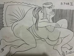 Excellent masterpiece, INK on OLD PAPER, signed PABLO PICASSO