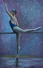 Roy Miller (b.1938) :At the Barre,Signed ,Original Pastel Ballet Painting