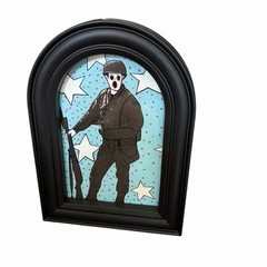 Original Painting Ghost Soilder Ooak Framed Horror Gothic Art Military Haunted