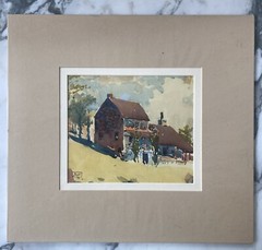 John Dull (Philadelphia 1859-1949) House in Addingham Signed Watercolor Painting