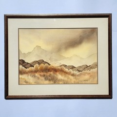 Jack Dietrich Signed Original Watercolor New Mexico Desert Landscape 28×22 Frame