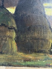 1935 Original Urbain Gerlo Oil On Canvas Belgian Winter Haystacks Signed